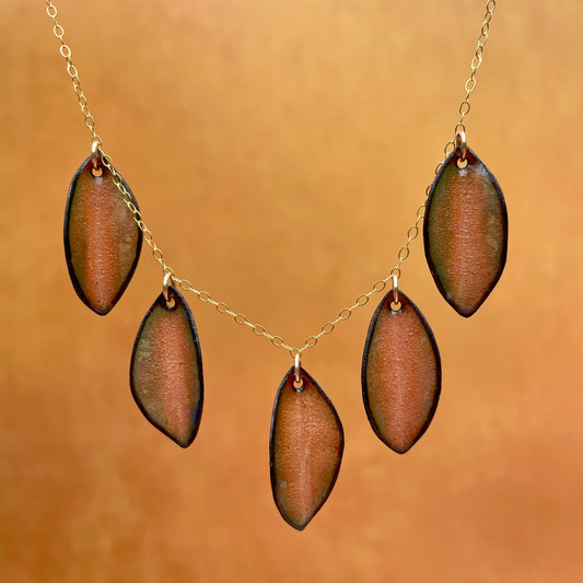 Peach Leaf Pendant Necklace