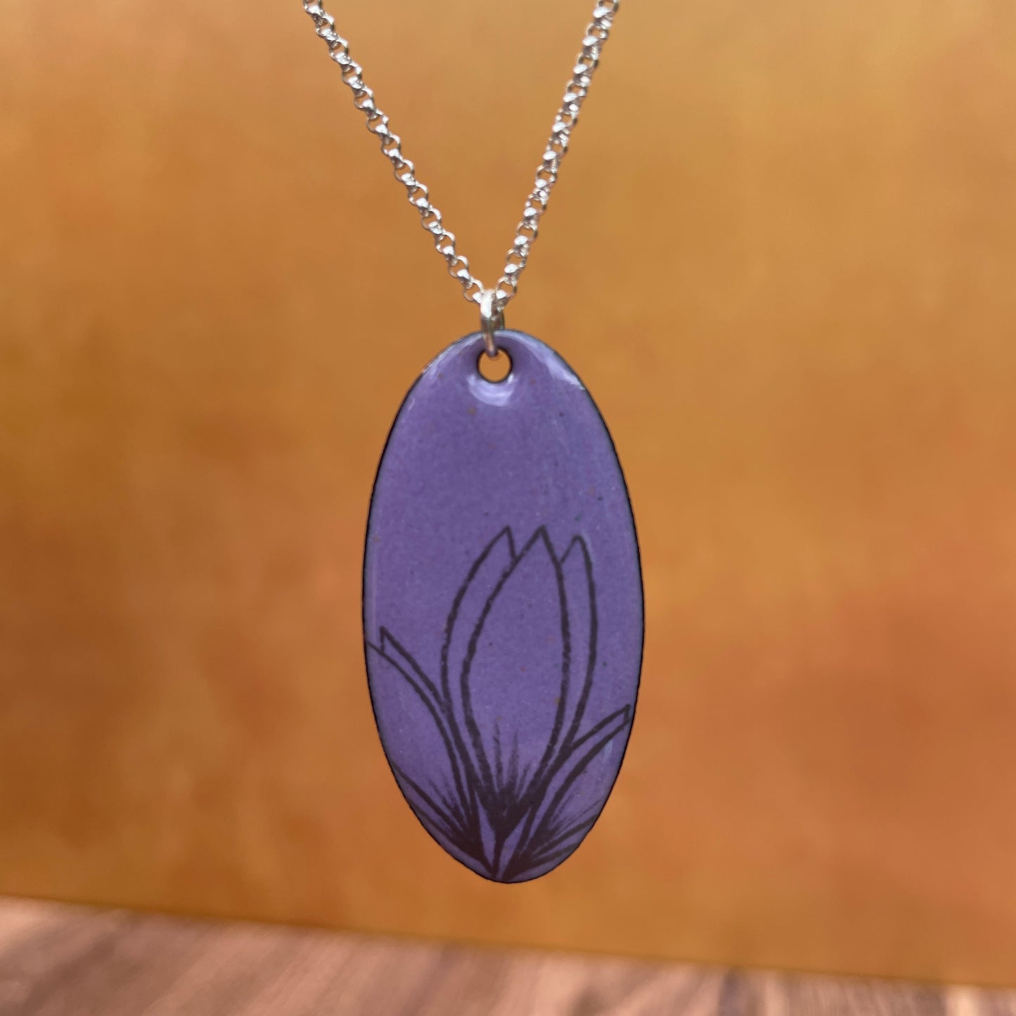 Purple Enamel Crocus 'Doodle' Necklace