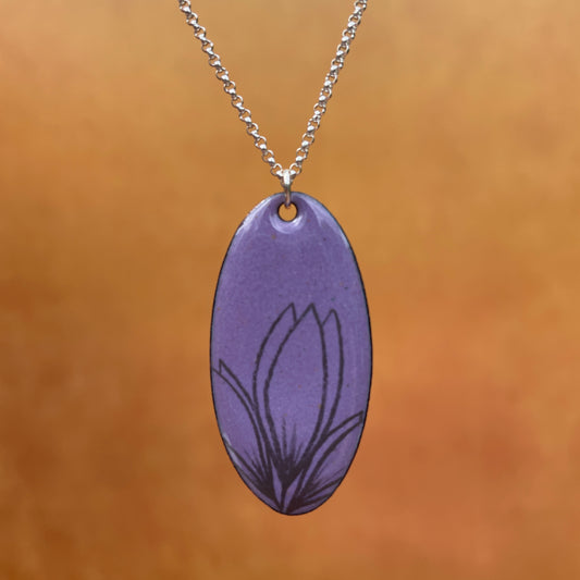Purple Enamel Crocus 'Doodle' Necklace
