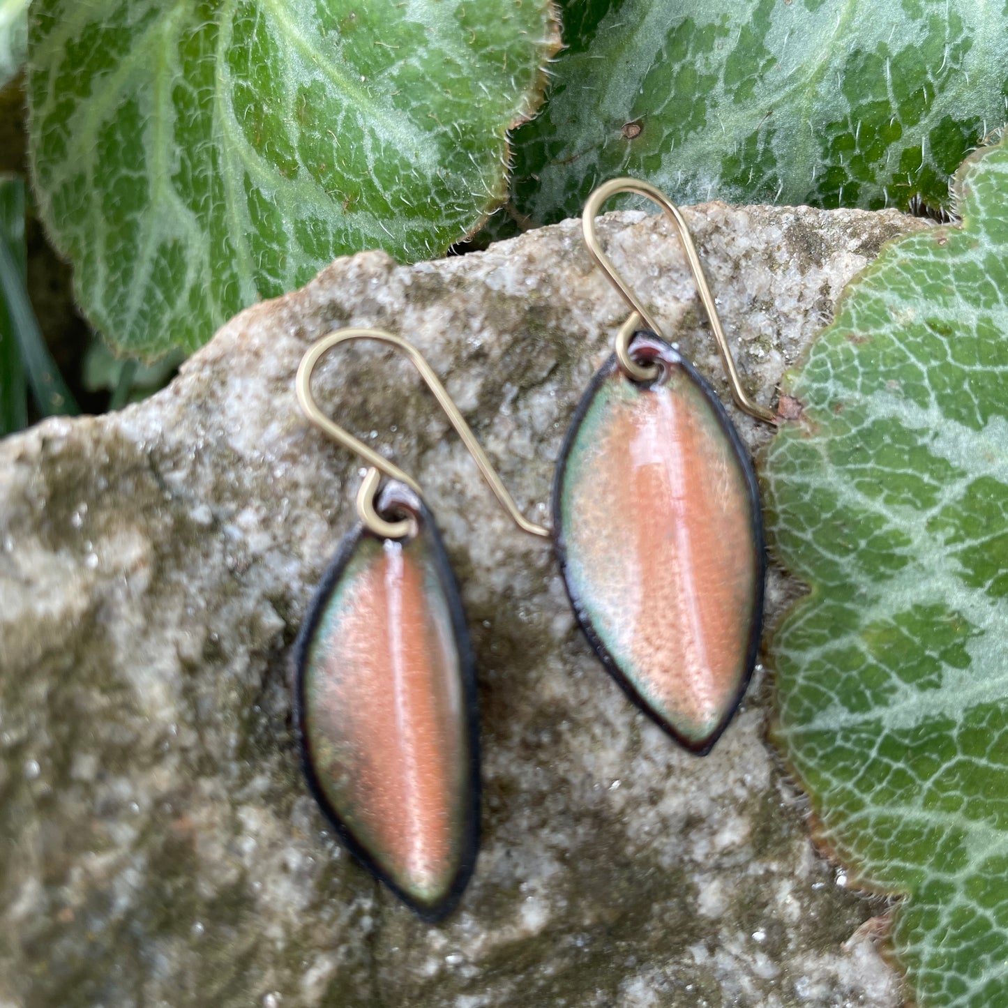 Peach Small Leaf Earrings