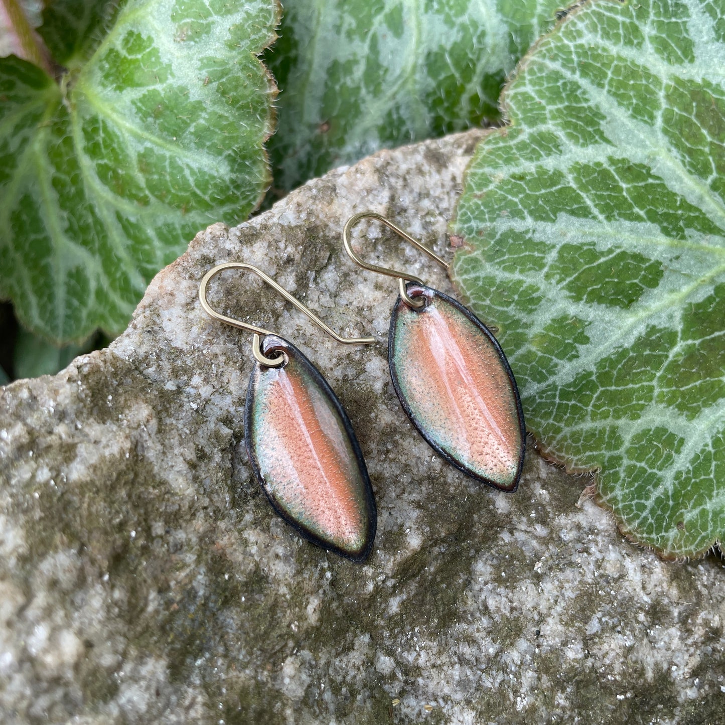 Peach Small Leaf Earrings