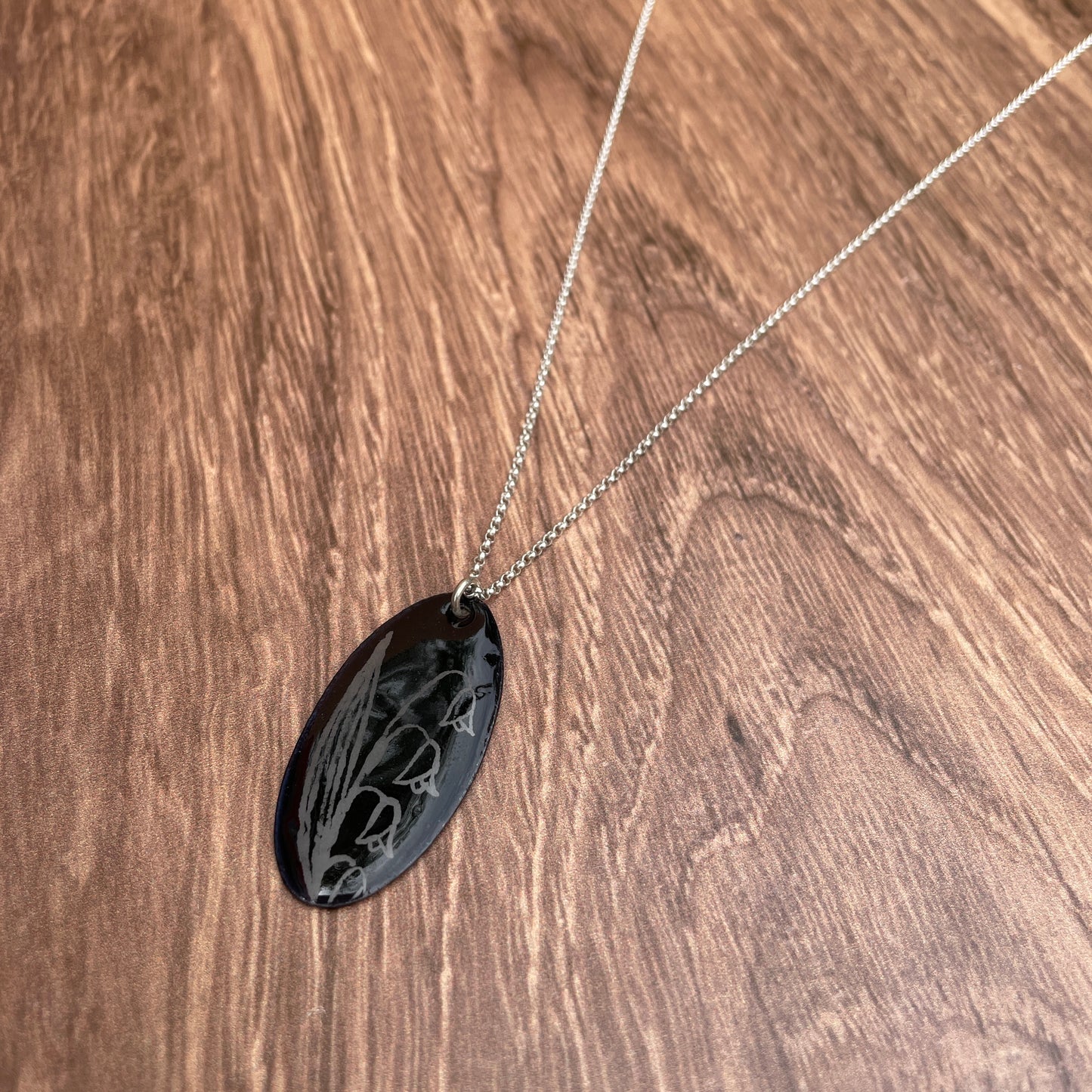Black Enamel Lily of the Valley 'Doodle' Necklace