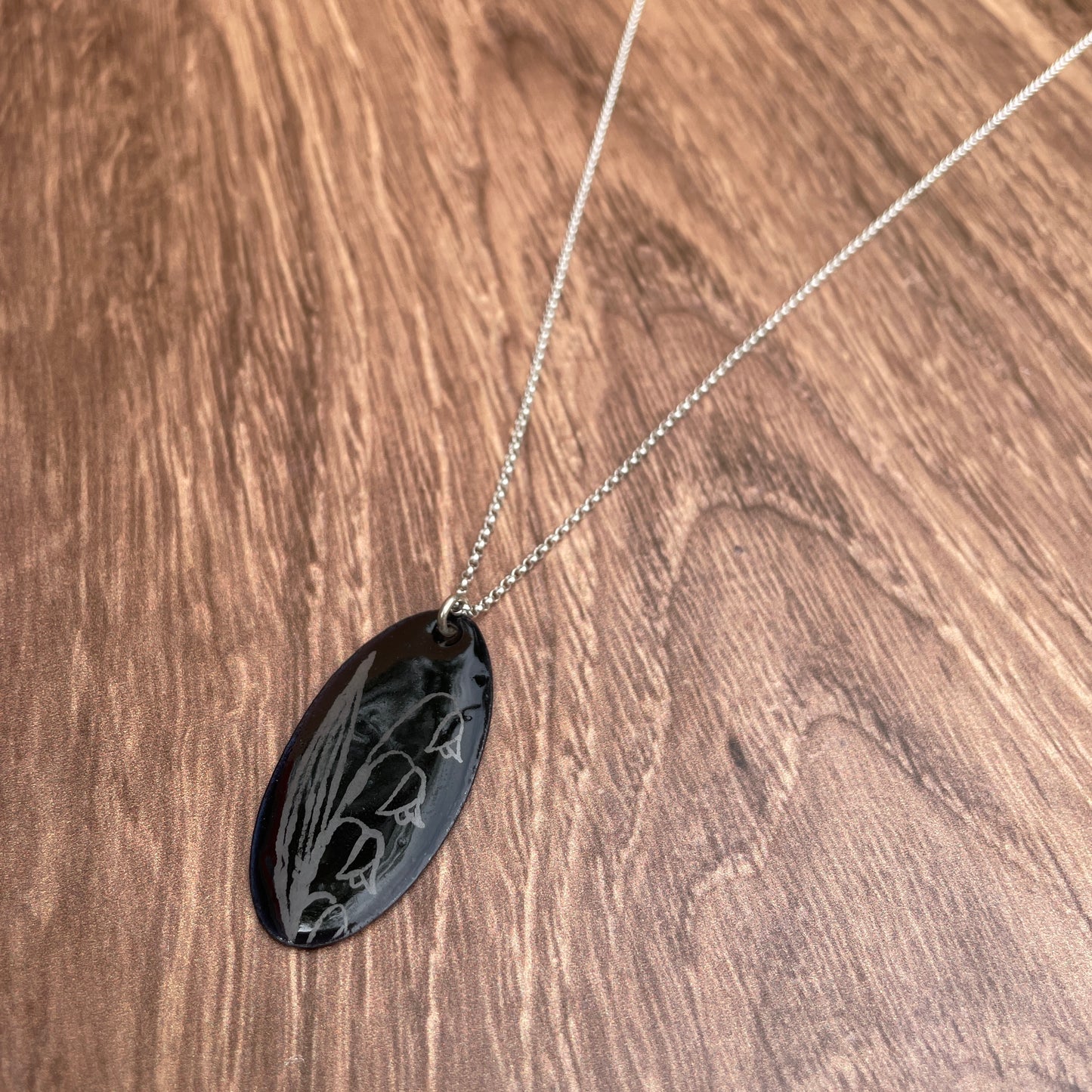 Black Enamel Lily of the Valley 'Doodle' Necklace