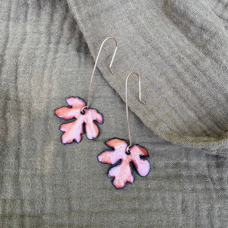 Peach Fig Leaf Earrings
