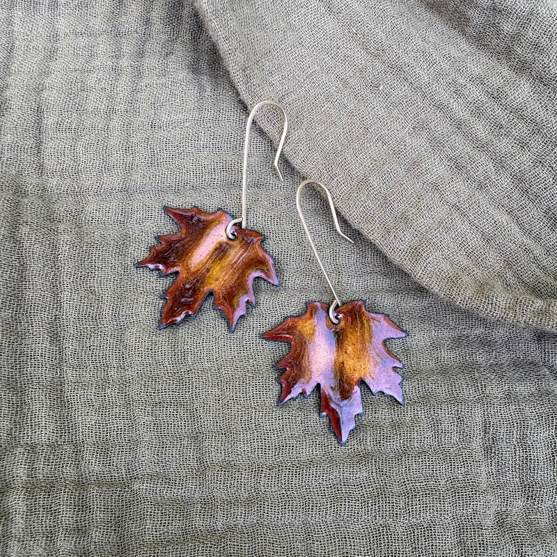 Golden Brown Maple Leaf Earrings