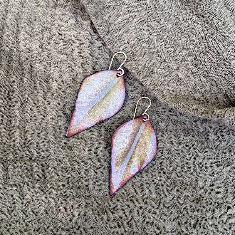 Olive Green Leaf Earrings