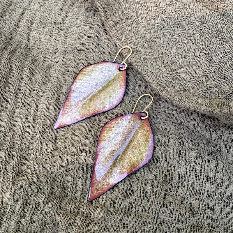 Olive Green Leaf Earrings