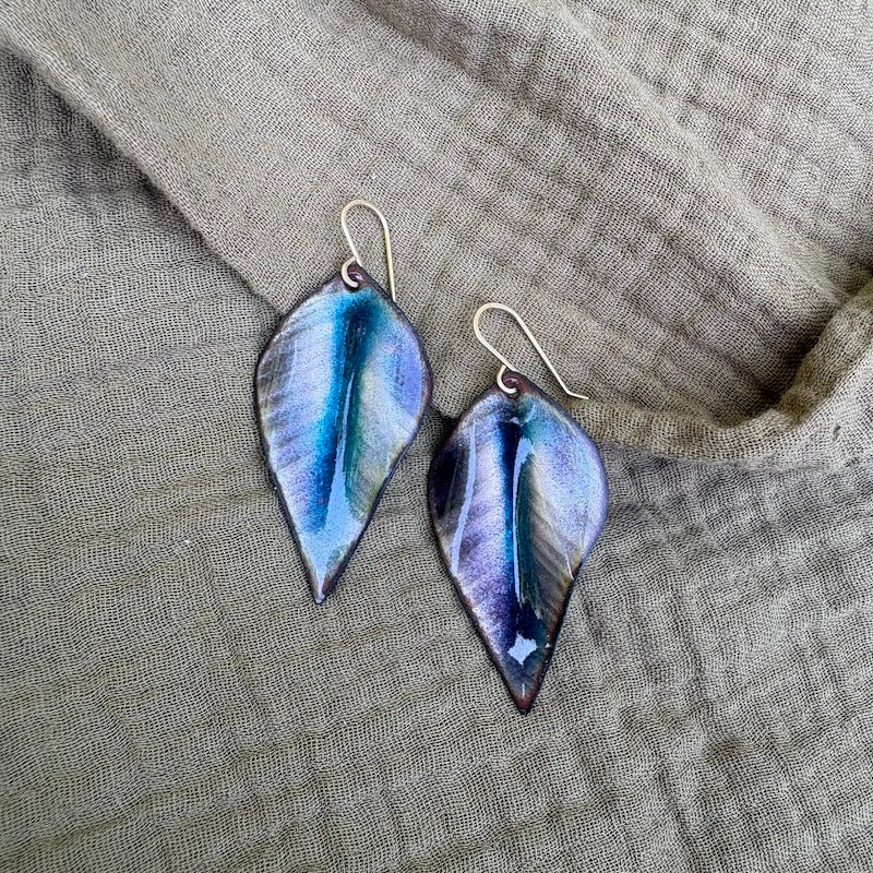 Purple & Blue Leaf Earrings
