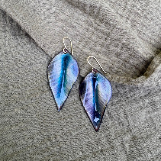 Purple & Blue Leaf Earrings