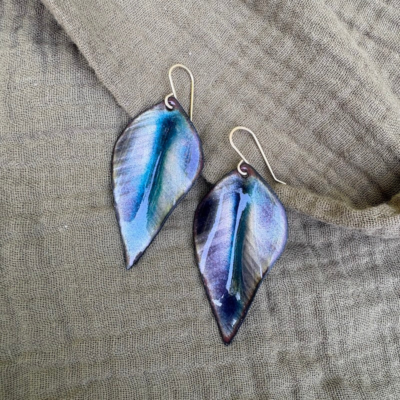 Purple & Blue Leaf Earrings