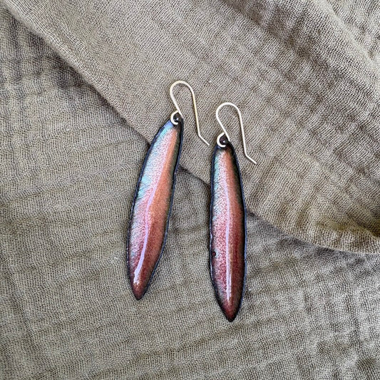 Peach & Mauve Willow Oak Leaf Earrings