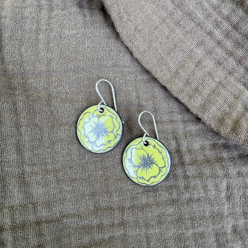 Lemon Sorbet Enamel Poppy 'Doodle' Earrings