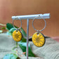 Yellow Enamel Sunflower 'Doodle' Earrings with Silver Rings