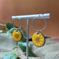 Yellow Enamel Sunflower 'Doodle' Earrings with Silver Rings