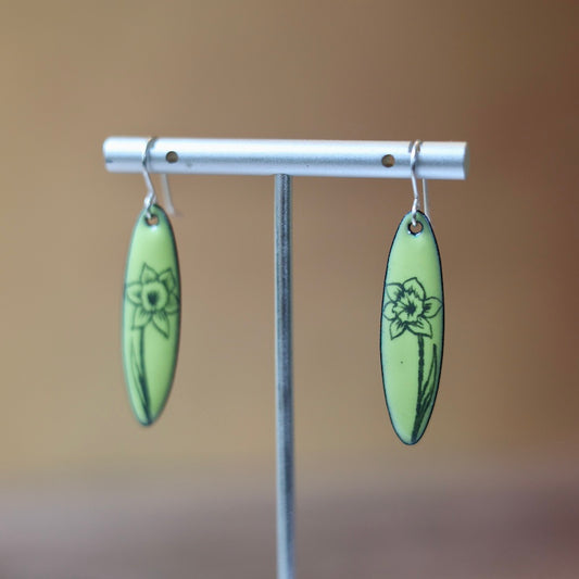 Lemon Sorbet Yellow Enamel Daffodil 'Doodle' Earrings