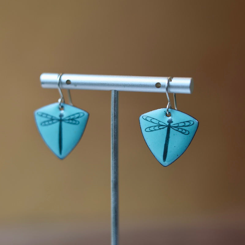 Blue Enamel Dragonfly 'Doodle' Earrings