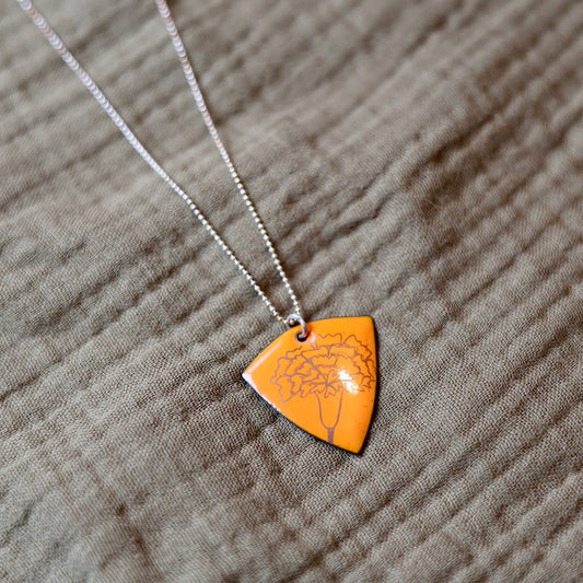 Orange Enamel Carnation 'Doodle' Necklace