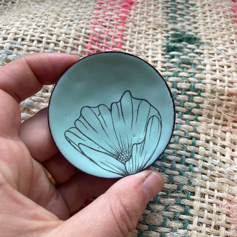Mini Blue Enamel Poppy "Doodle" Trinket Dish