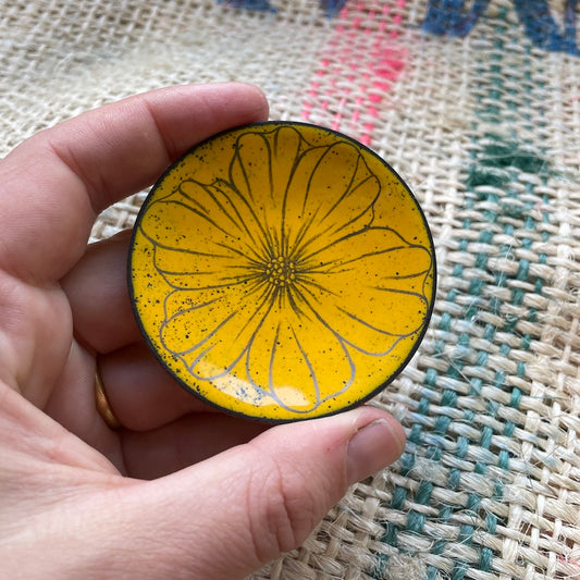 Mini Yellow Enamel Poppy "Doodle" Trinket Dish