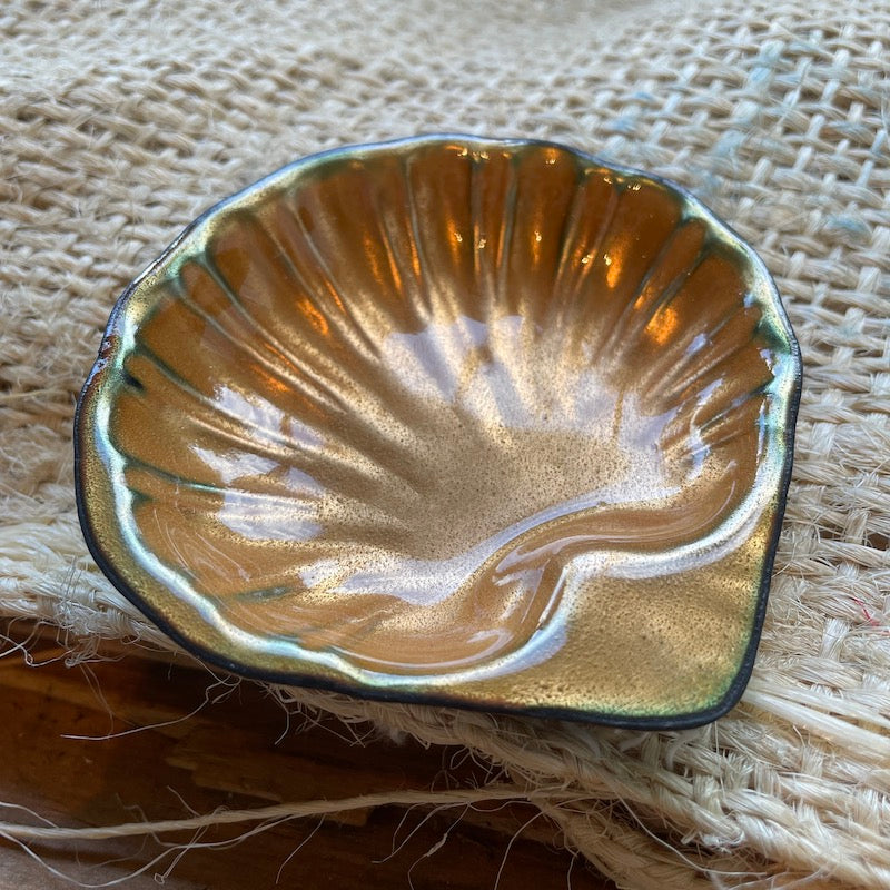Rose Gold & Teal Sea Shell Trinket Dish