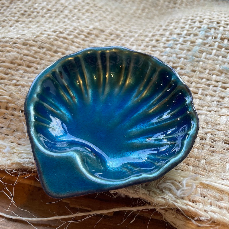 Water Blue Sea Shell Trinket Dish