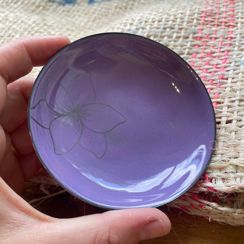 Purple Enamel Lily "Doodle" Trinket Dish