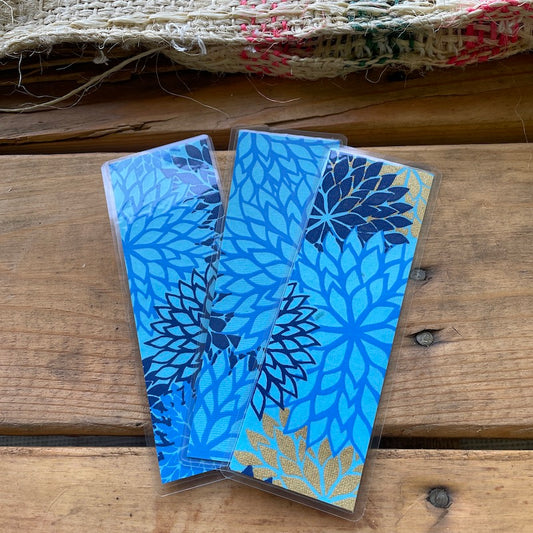 Blue & Gold Chrysanthemum Decorative Paper Bookmark