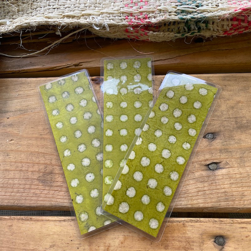 Green Polk Dot Batik Decorative Paper Bookmark