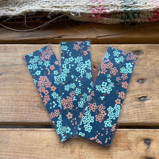 Blue Floral Decorative Paper Bookmark