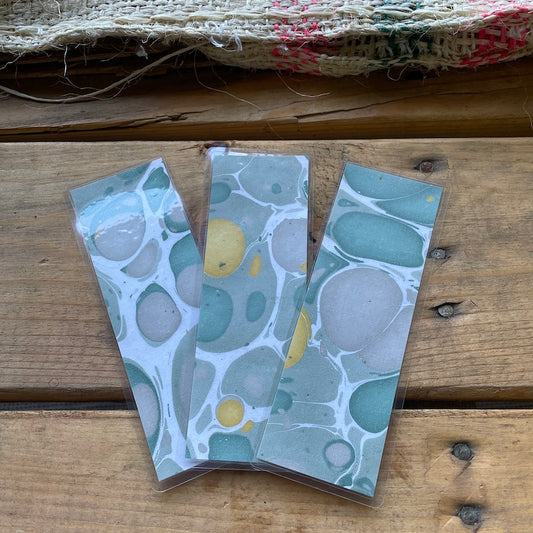 Teal & Gold Marbled Decorative Paper Bookmark