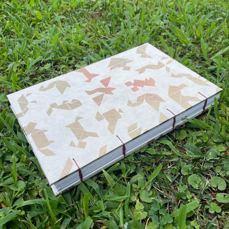 Large Cream & Metallic Animal Origami Book