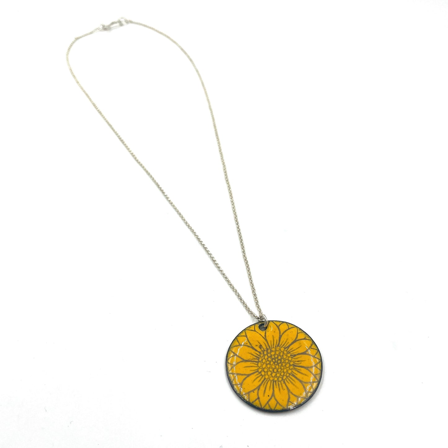 Marigold Yellow Enamel Sunflower 'Doodle' Necklace