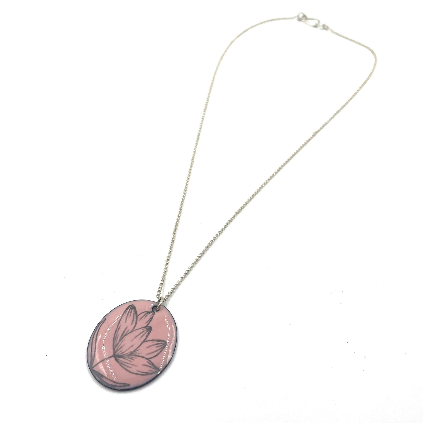 Pink Enamel Lotus 'Doodle' Necklace