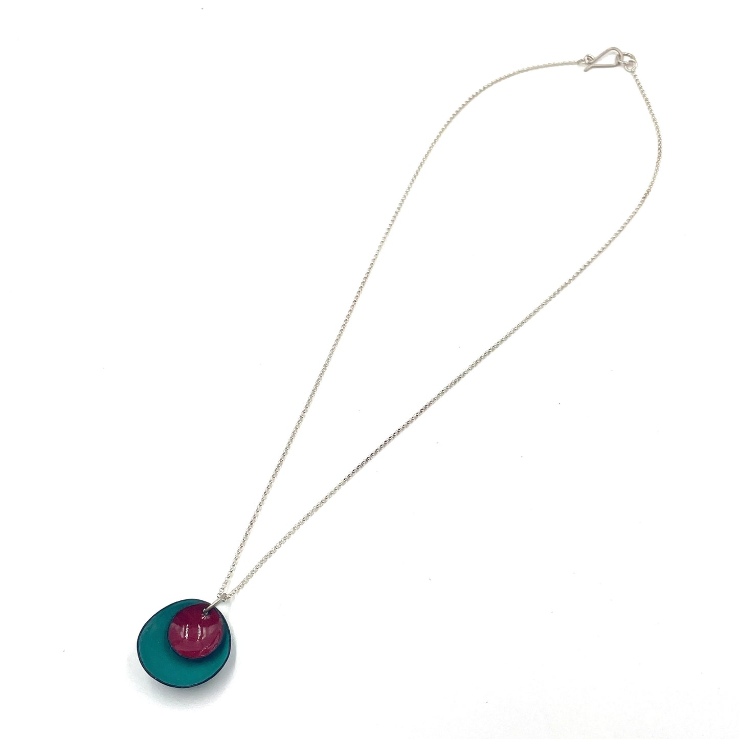 Red & Teal Flower Cup Necklace