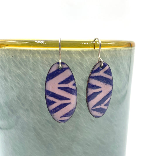 Pink & Purple Enamel Geometric Earrings