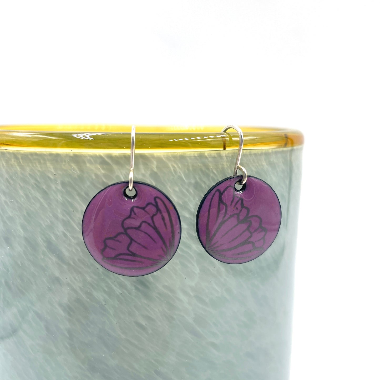 Orchid Pink Enamel Poppy 'Doodle' Earrings