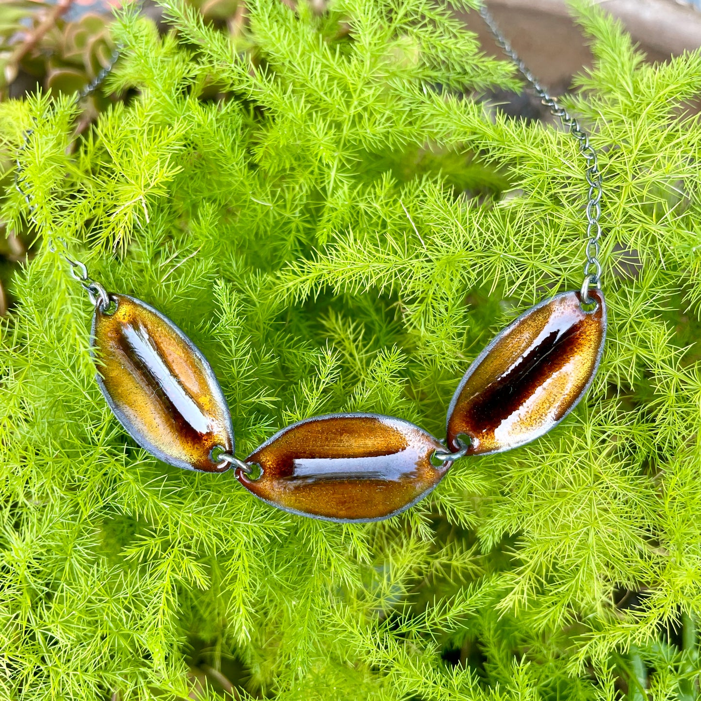 Golden Brown Leaf Necklace