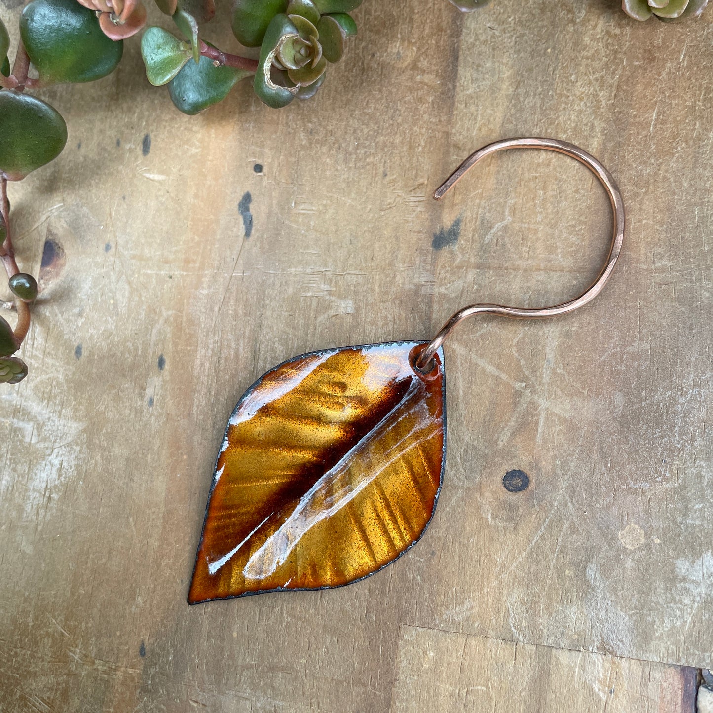 Golden Brown Leaf Ornament 2