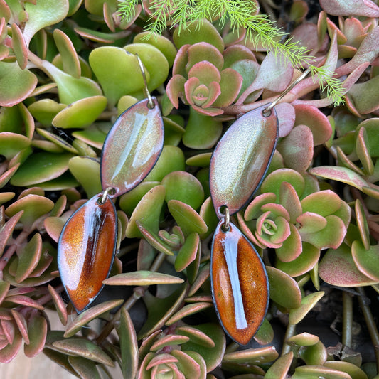 Double Olive & Brown Autumn Leaf Earrings
