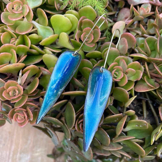 Blue Autumn Leaf Earrings