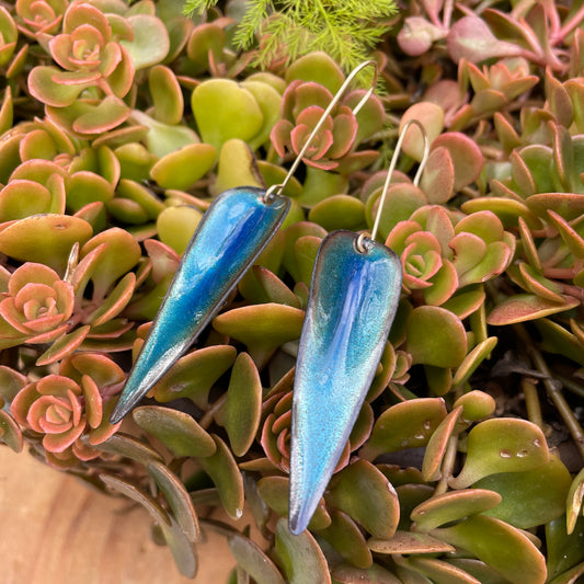 Blue Autumn Leaf Earrings