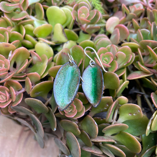 Green Autumn Leaf Earrings, Small