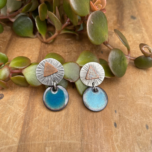 Blue Triangle Earrings
