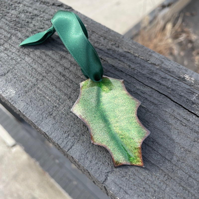 Green Holly Leaf Ornament