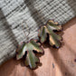 Olive Green Fig Leaf Earrings, Large