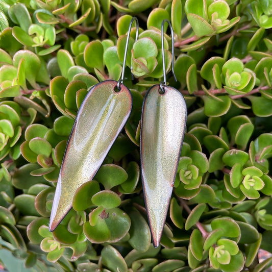 Olive Green Autumn Leaf Earrings