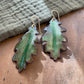Green Oak Leaf Earrings