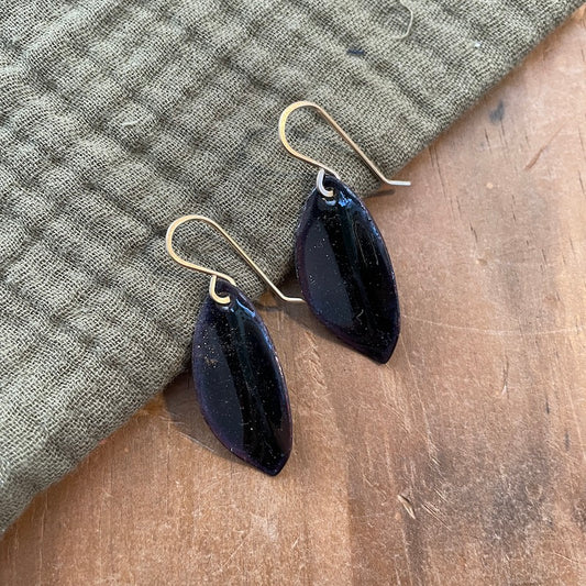 Black Autumn Leaf Earrings, Small