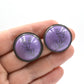 Purple Enamel Lavender 'Doodle' Cabochon Earrings
