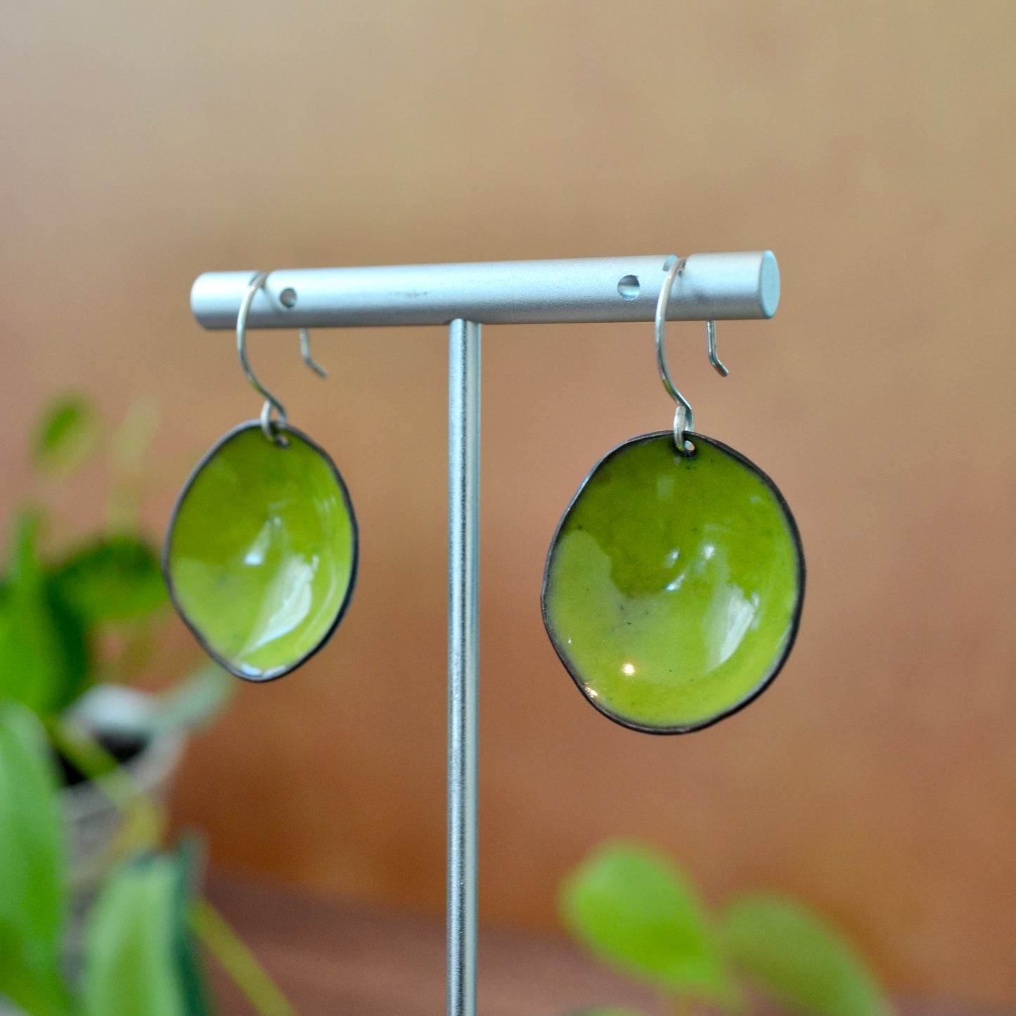 Chartreuse Large Short Flower Cup Earrings